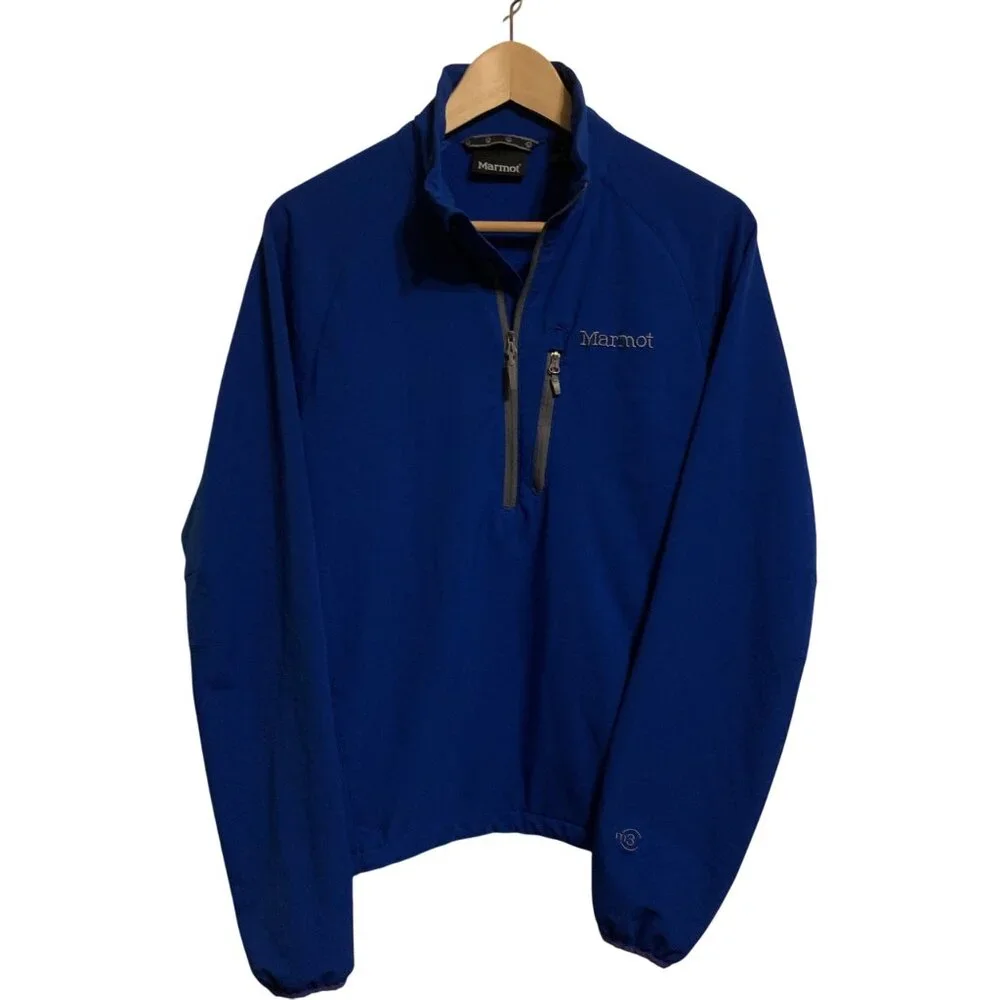 Marmot Women's Blue 1/4 Zip Pullover Jacket, Chest Pocket, Long Sleeves, Size SP